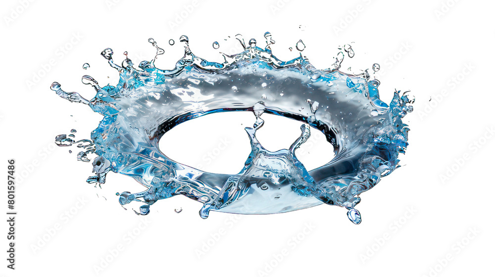 Poster ring of clear water with splash isolated on white created with generative ai