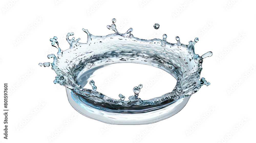 Poster ring of clear water with splash isolated on white created with generative ai