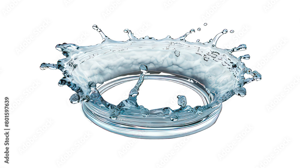 Poster ring of clear water with splash isolated on white created with generative ai