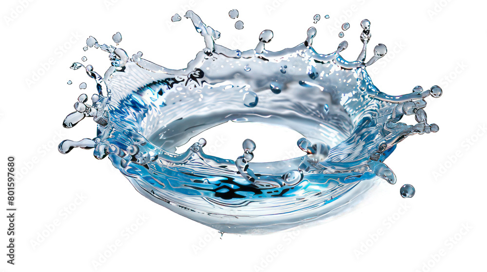 Aufkleber ring of clear water with splash isolated on white created with generative ai