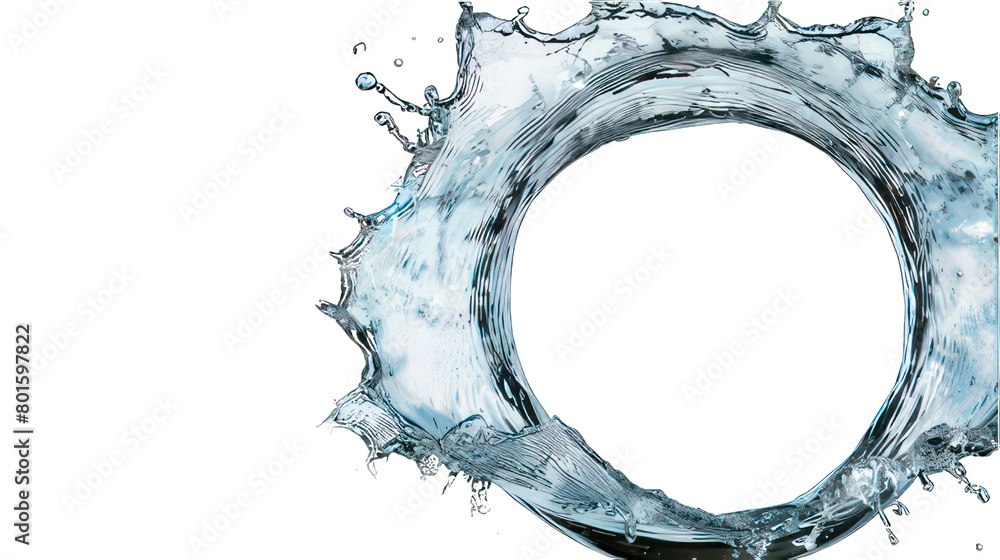 Aufkleber ring of clear water with splash isolated on white created with generative ai
