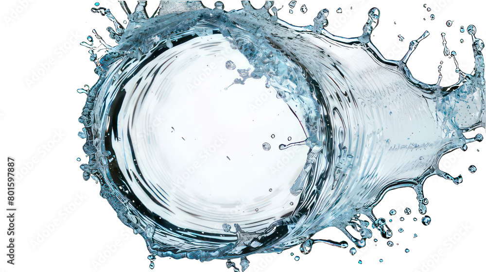 Aufkleber ring of clear water with splash isolated on white created with generative ai