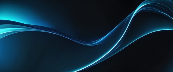 Obraz premium Elegant Blue Neon Flow - Tech Vector Illustration with Vibrant Waves and Smooth Curves
