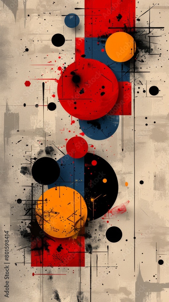 Poster geometric abstraction with circles and squares