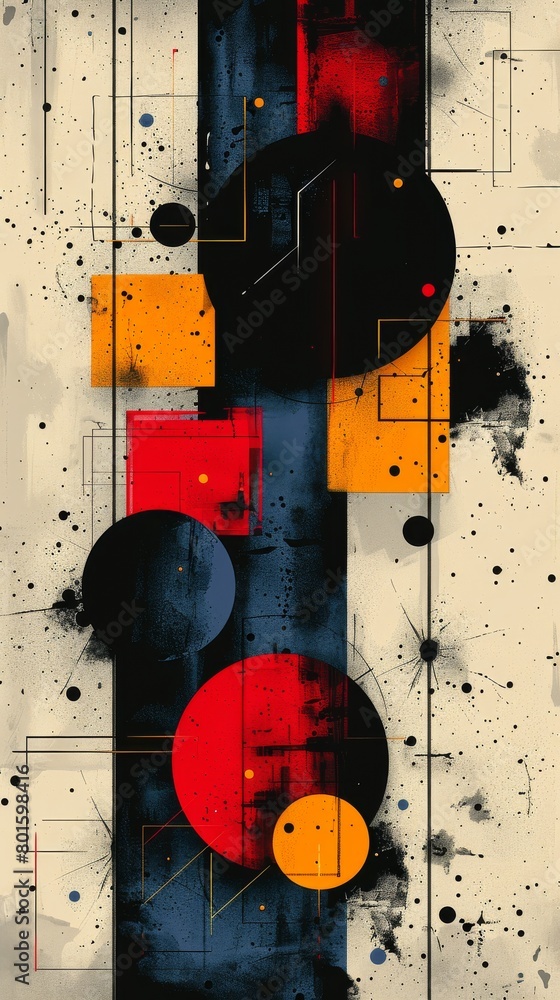 Poster geometric abstraction with circles and squares
