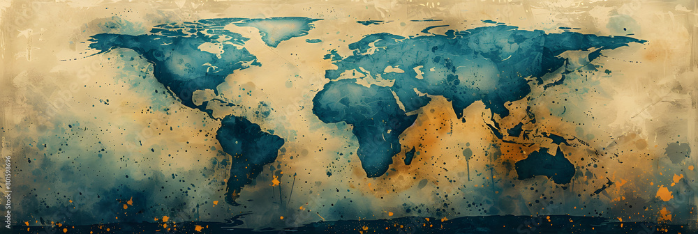 Poster abstract map concept on canvas