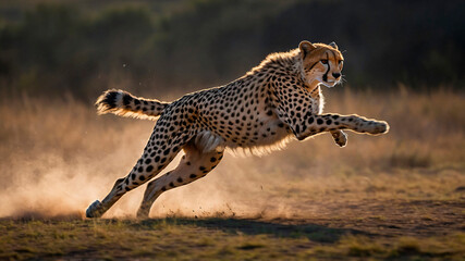 Jaguar runs across the field