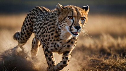 Jaguar runs across the field