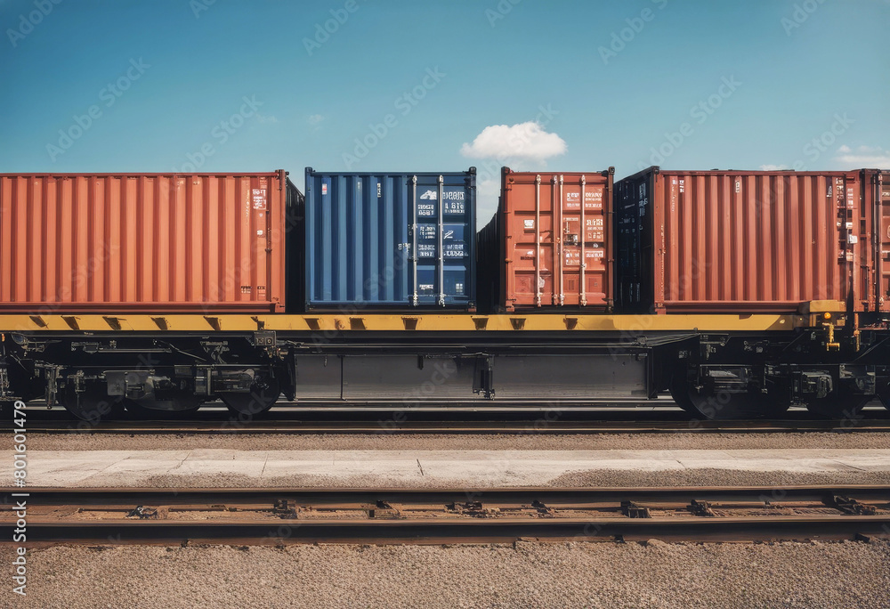 Wall mural 'freight container station transportation train railway cargo industry rail transport railroad logistic industrial night yard wagon'