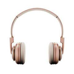 Rose gold headphones isolated on transparent background. 3D illustration