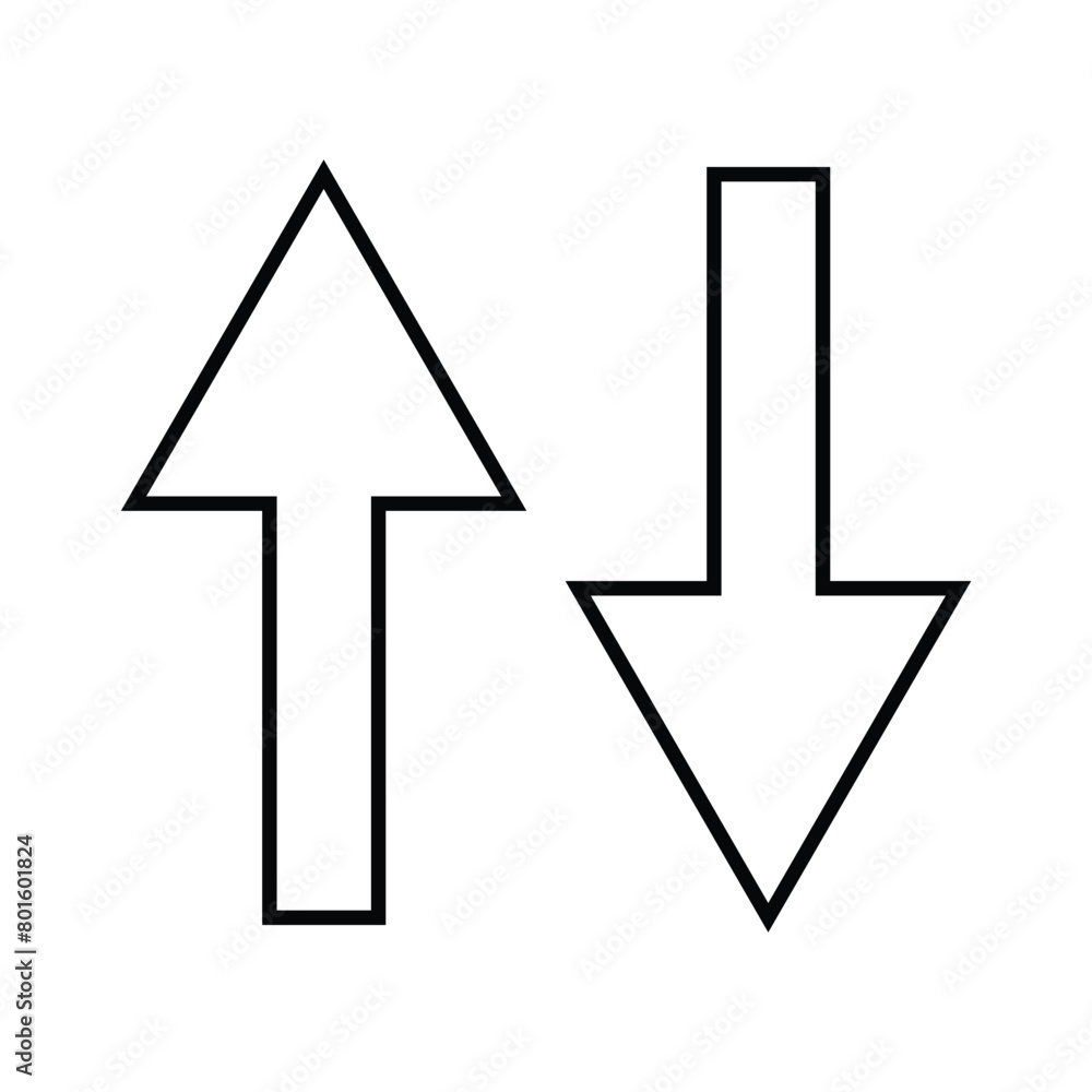 Poster up and down arrow icon. two arrows with different direction can be used for input output process, fo