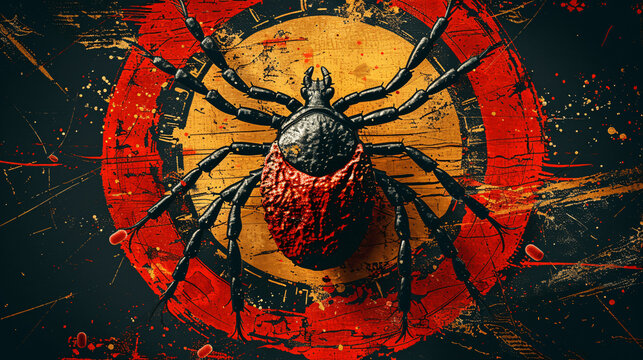 Stop halt, ticks. Stop parasite icon Fun vector insect bite sign. Forbidding signs. Do not enter area. Not allowed zone., Generative AI.