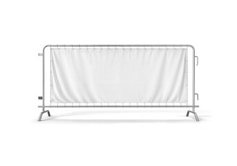 An image of a Crowd Barrier White Banner isolated on a white background