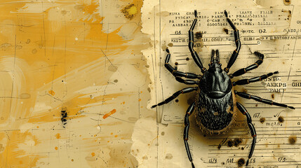 illustration, tick in the park, announcement about the appearance of ticks , Generative AI.
