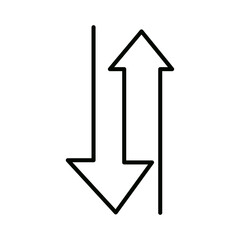 Up and down arrow icon. Two arrows with different direction can be used for input output process, forward sign, vertical swap. Vector illustration. Eps file 23.