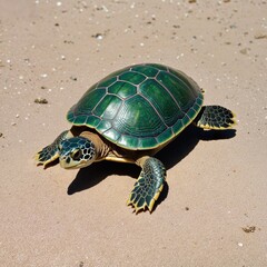 Obraz premium Underwater Adventures: A Charming Sea Turtle's Journey