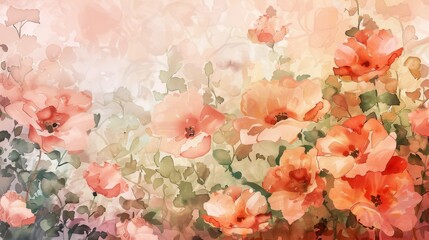 Watercolor whispers a serene sea of soft hued blooms