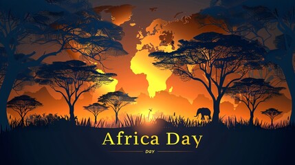Africa day text banner - obrazy, fototapety, plakaty
