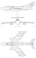 Yakovlev Yak-25 3-view svg vector file