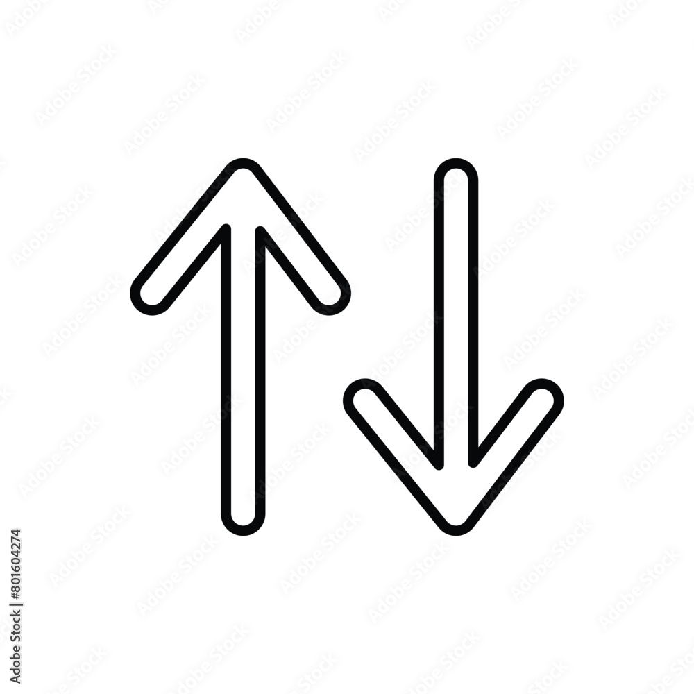 Poster black up and down arrows line icon. linear style sign for mobile concept and web design. arrows exch