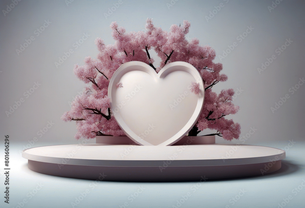 Poster 'background transparent isolated heart empty less sakura product blooming tree 3d shape decorations 