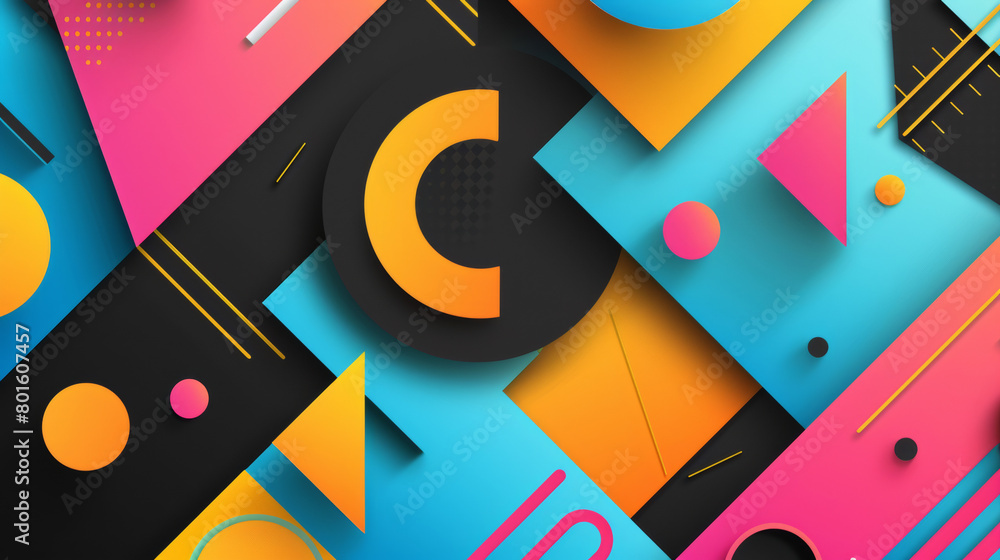 Poster a colorful abstract design with a c in the middle