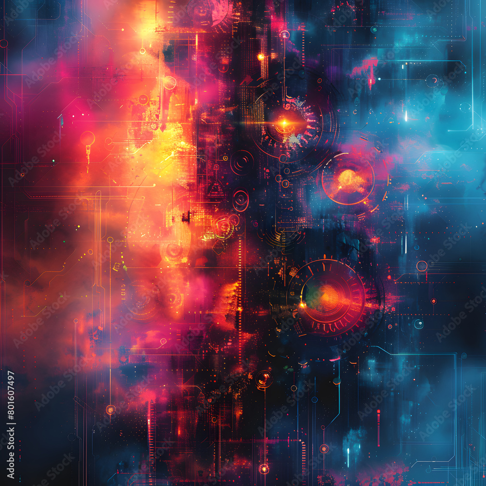 Poster digital gears canvas: futuristic background with copy space