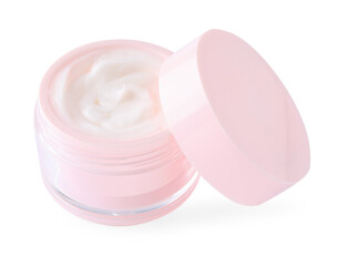 Jar of body care cream isolated on white