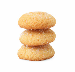Stacked tasty sugar cookies isolated on white
