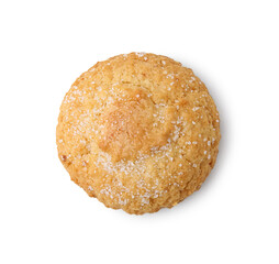 Tasty sweet sugar cookie isolated on white, top view