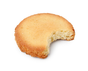 Bitten sweet sugar cookie isolated on white