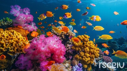 Fototapeta na wymiar Colorful Coral Reef at Underwater Depths