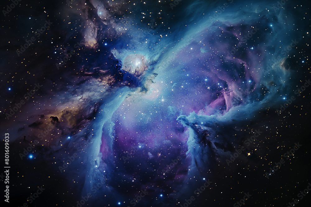 Wall mural nebula astrophotography, cosmos and science astronomy background with deep space objects