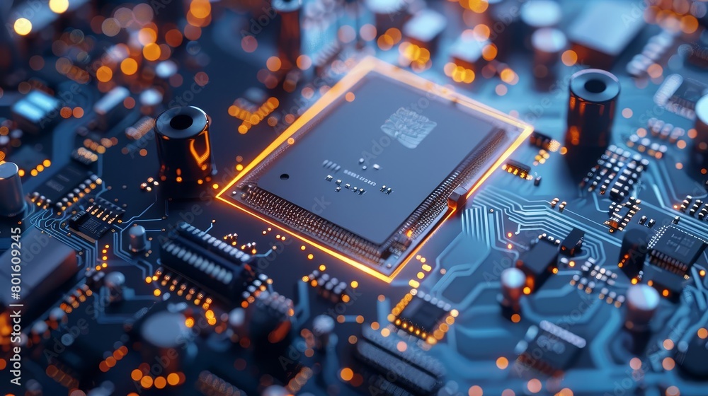Aufkleber advanced gpu ram microchip on powerful computer board for ai technology closeup product photography