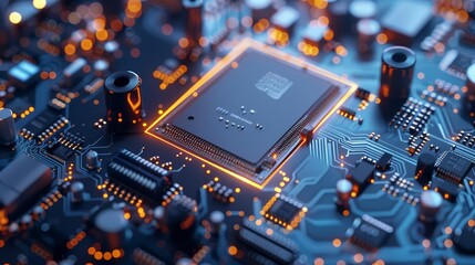 advanced gpu ram microchip on powerful computer board for ai technology closeup product photography