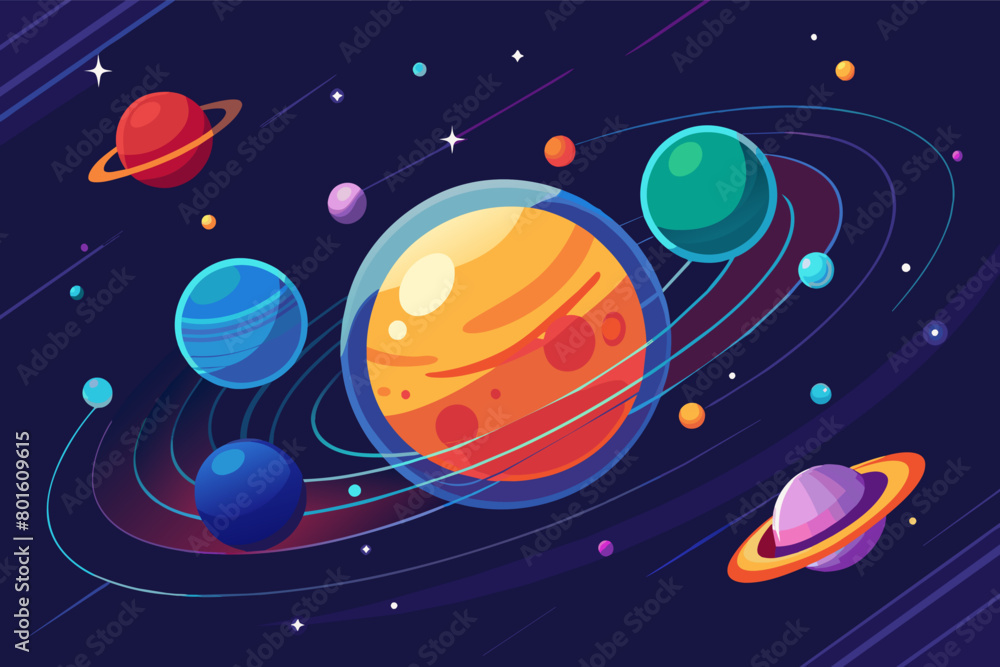 Poster A modern vector illustration of a binary star system
