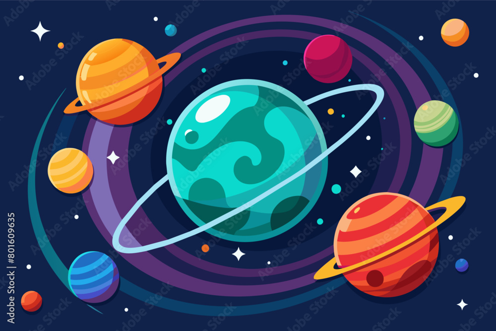 Poster A modern vector illustration of a binary star system