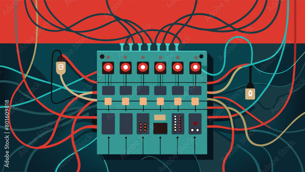 Aufkleber the switchboard displays a dizzying array of wires and connections symbolizing the tangled web of fe