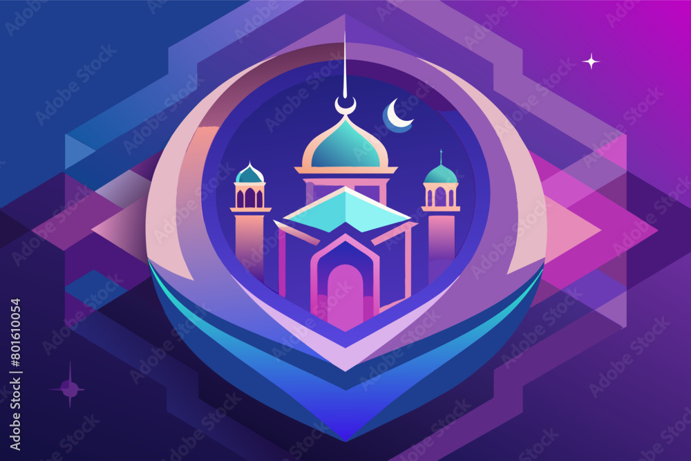 Aufkleber geometric shapes overlaying a fluid background with precision