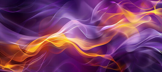 Obraz premium A wallpaper design with dynamic, soft geometric shapes and smooth, flowing lines in a palette of deep purple and sunshine yellow, resembling a high-definition photograph