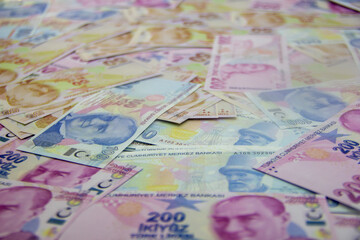 Turkish Lira in Bundles, Close-up