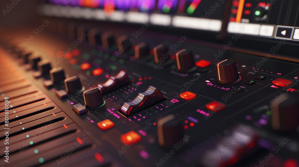 Poster a close-up shot captures the dynamic range of the mixing console's controls, from the subtle nuances
