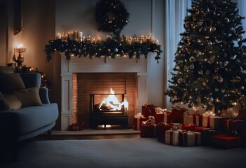 house Christmas - New fireplace image tree Christmas interior gifts Festive Year's
