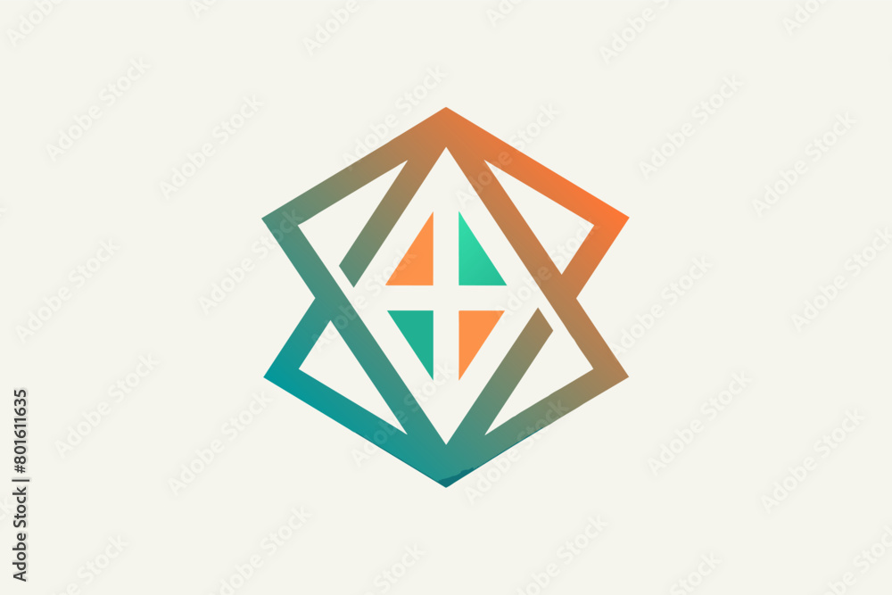 Poster a minimalist logo formed by two geometric shapes that morph into a recognizable symbol.