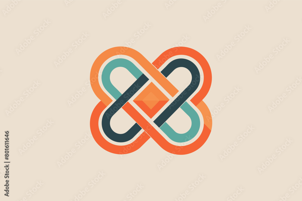 Poster a minimalist logo featuring a single, tessellating shape that represents endless possibilities and c