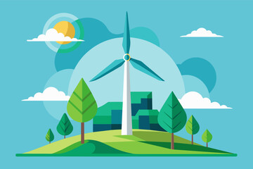 Obraz premium A minimalist image of a wind turbine generating clean energy, representing a sustainable future.