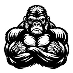 black and cartoon illustration of gorilla