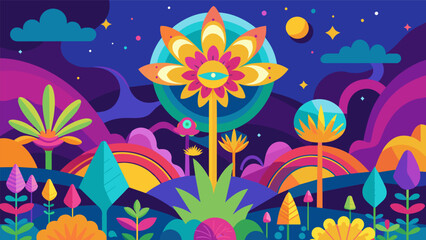 A vibrant colorful garden bursting with life symbolizing the potential for growth and transformation with ketamine therapy.. - obrazy, fototapety, plakaty