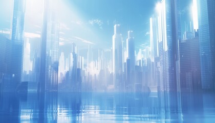 modern skyscrapers of a smart city, futuristic financial district with buildings and reflections