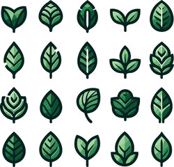 Green leaf icons set. icon on isolated background. Collection green leaf. Elements design for natural, eco, vegan, bio labels. Vector illustration EPS